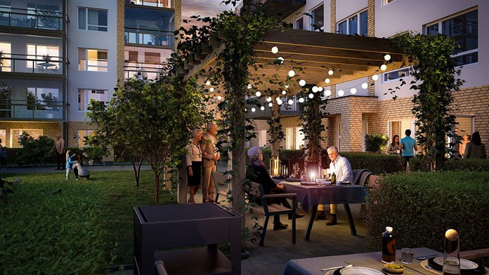 Bonum Brf Harmoni pergola på innergården