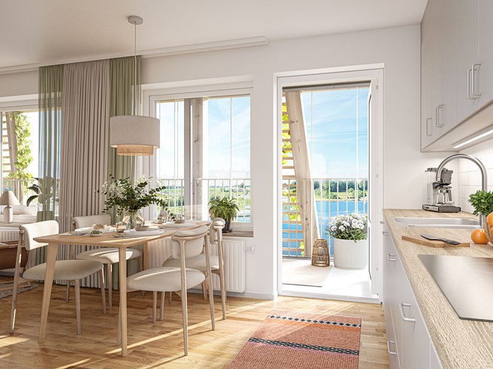 Kök med utgång till balkong