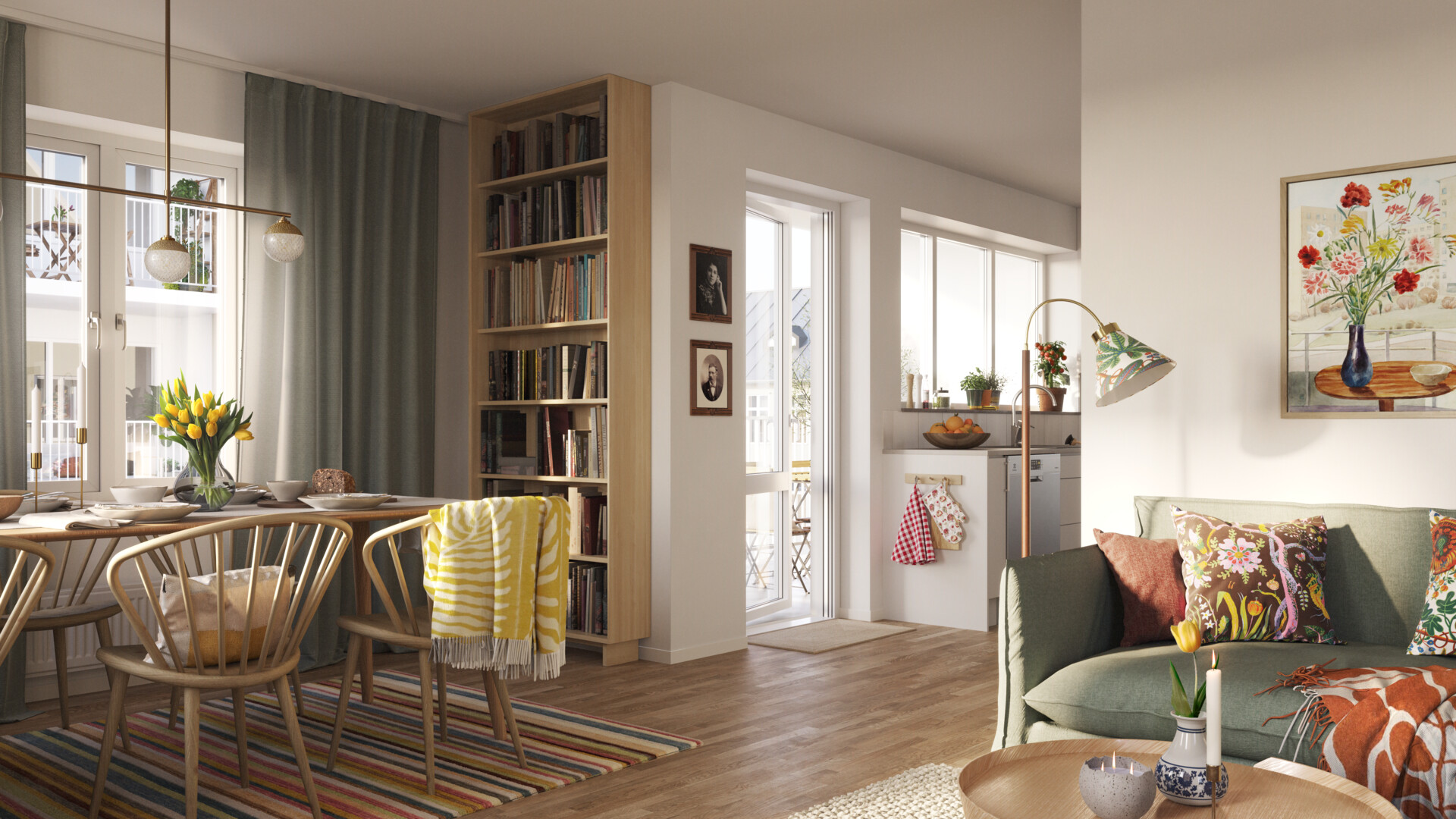 Vardagsrum med matplats