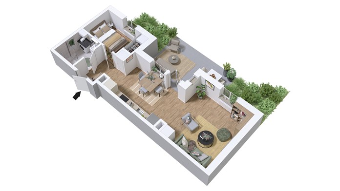 2 rum och kök 51 kvm med uteplats 