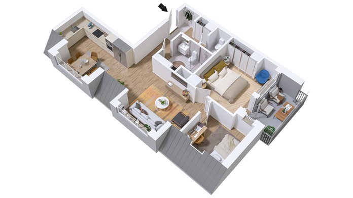  3 rum och kök 72 kvm med inglasad balkong