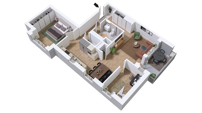 3 rum och kök 77 kvm med inglasad balkong 
