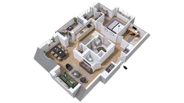 3 rum och kök 90 kvm med inglasad balkong