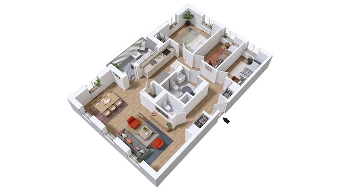 4 rum och kök 98 kvm med inglasad balkong